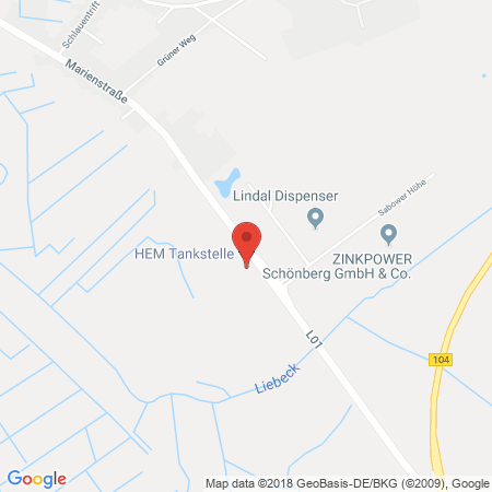 Position der Autogas-Tankstelle: HEM Tankstelle in 23923, Schönberg