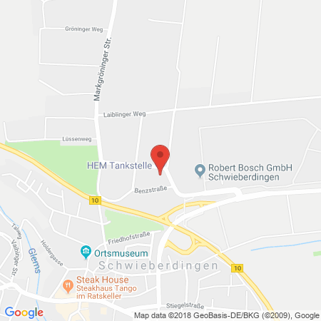Position der Autogas-Tankstelle: HEM Tankstelle in 71701, Schwieberdingen