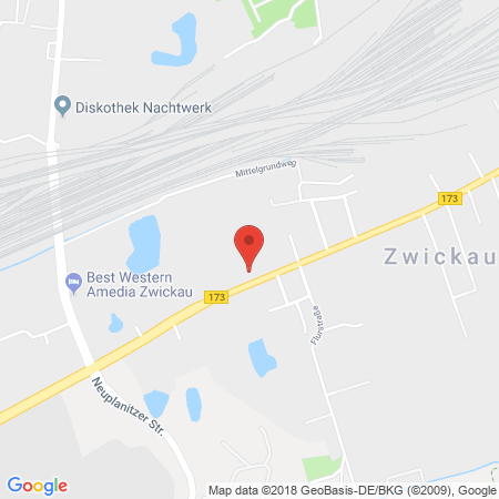 Position der Autogas-Tankstelle: HEM Tankstelle in 08056, Zwickau