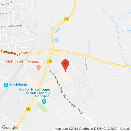 Position der Autogas-Tankstelle: Kaufmarkt Mindelheim in 87719, Mindelheim