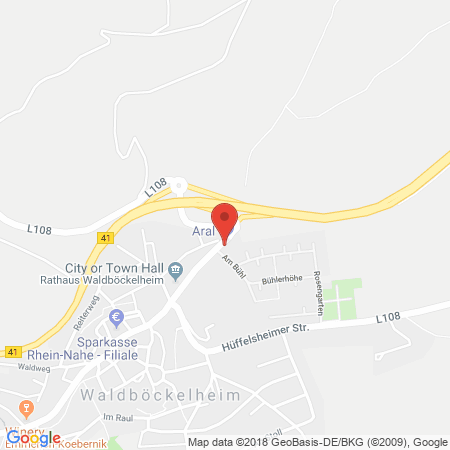 Position der Autogas-Tankstelle: Aral Tankstelle in 55596, Waldböckelheim