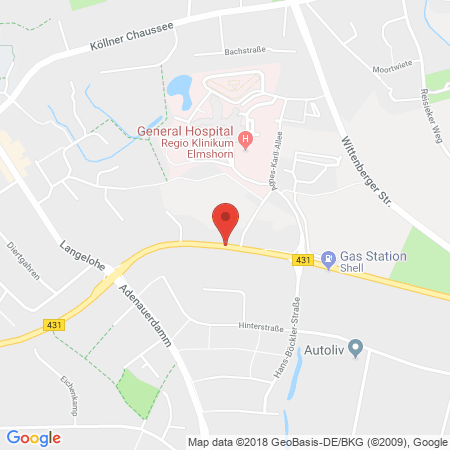 Position der Autogas-Tankstelle: Shell Tankstelle in 25337, Elmshorn