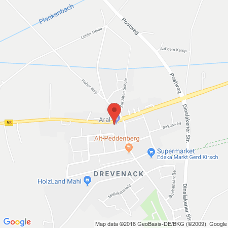 Position der Autogas-Tankstelle: Aral Tankstelle in 46569, Hünxe