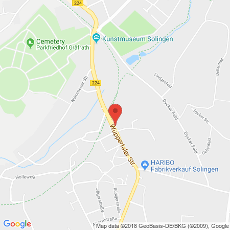 Position der Autogas-Tankstelle: Aral Tankstelle in 42653, Solingen