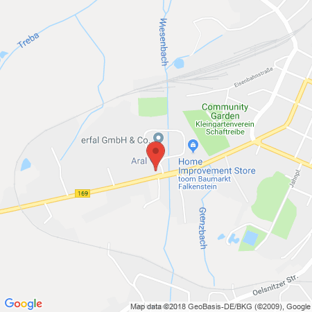 Position der Autogas-Tankstelle: Aral Tankstelle in 08223, Falkenstein