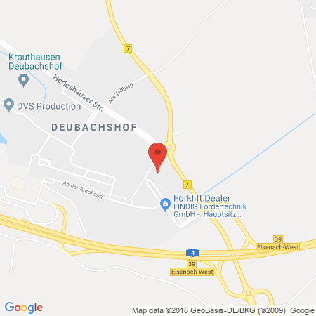 Position der Autogas-Tankstelle: AVIA Tankstelle in 99819, Krauthausen