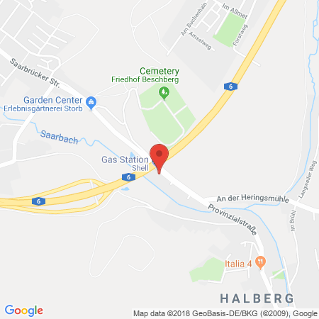 Position der Autogas-Tankstelle: Shell Tankstelle in 66130, Saarbruecken