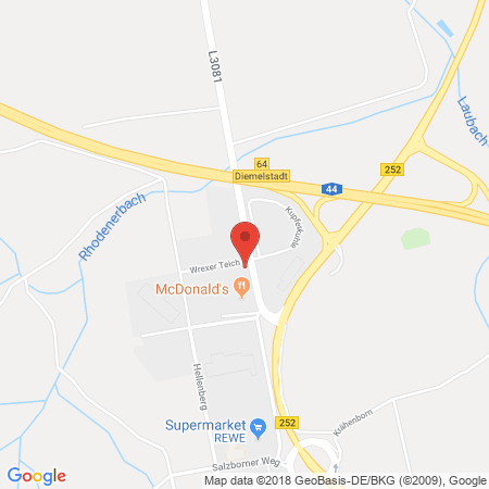 Position der Autogas-Tankstelle: Shell Tankstelle in 34474, Diemelstadt