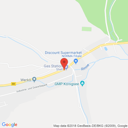 Position der Autogas-Tankstelle: Shell Tankstelle in 07426, Koenigsee