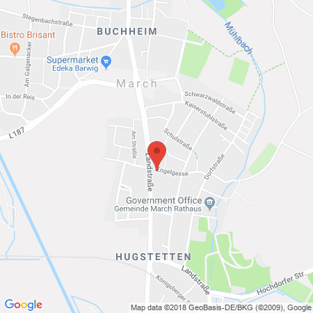 Position der Autogas-Tankstelle: Bft-tankstelle Hugstetten in 79232, March-hugstetten