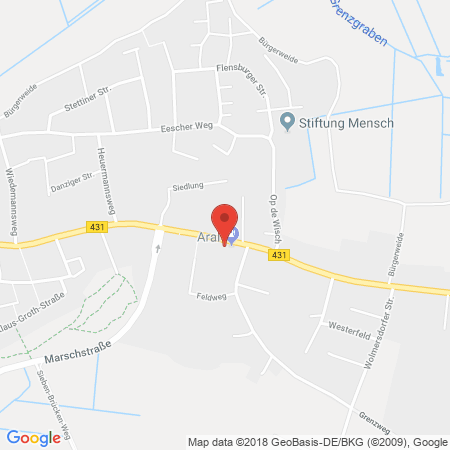 Position der Autogas-Tankstelle: Aral Tankstelle in 25704, Meldorf