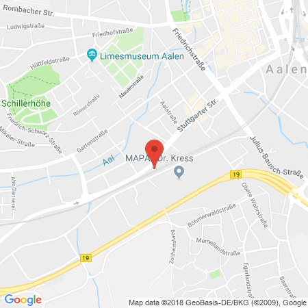 Position der Autogas-Tankstelle: Aral Tankstelle in 73430, Aalen