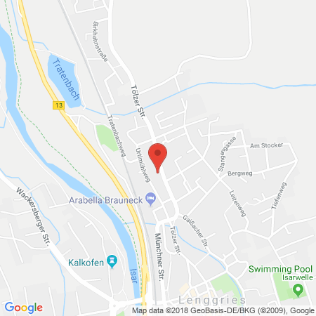 Position der Autogas-Tankstelle: Tankstelle I.zens in 83661, Lenggries