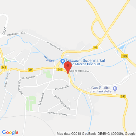 Position der Autogas-Tankstelle: Star Tankstelle in 06343, Mansfeld
