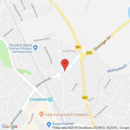 Position der Autogas-Tankstelle: Pludra Tankstelle Emsdetten in 48282, Emsdetten