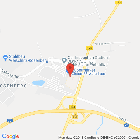 Position der Autogas-Tankstelle: Globus Handelshof Gmbh Und Co. Kg Betriebsstätte Weischlitz in 08538, Weischlitz