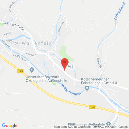 Position der Autogas-Tankstelle: Aral Tankstelle in 96346, Wallenfels