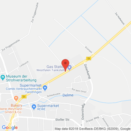Position der Autogas-Tankstelle: Westfalen Tankstelle-Autoservice in 27239, Twistringen