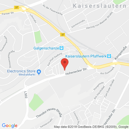 Position der Autogas-Tankstelle: Shell Tankstelle in 67663, Kaiserslautern