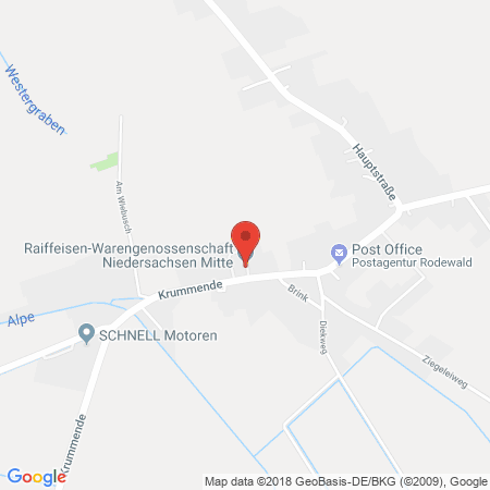 Position der Autogas-Tankstelle: Raiffeisen-warengenossenschaft Niedersachsen Mitte Eg in 31637, Rodewald