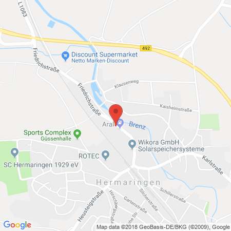 Position der Autogas-Tankstelle: Aral Tankstelle in 89568, Hermaringen