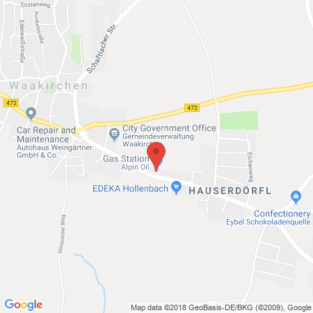 Position der Autogas-Tankstelle: Alpinoil Tankstelle in 83666, Waakirchen