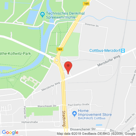 Position der Autogas-Tankstelle: Aral Tankstelle in 03042, Cottbus