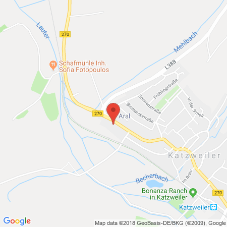 Position der Autogas-Tankstelle: Aral Tankstelle in 67734, Katzweiler