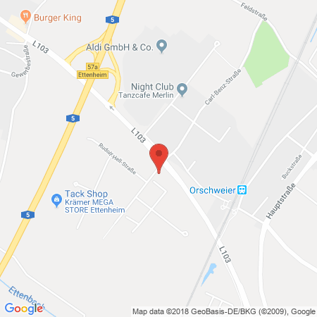 Position der Autogas-Tankstelle: Aral Tankstelle in 77955, Ettenheim