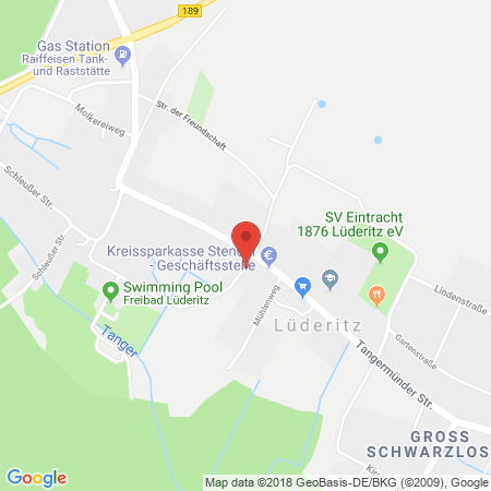 Position der Autogas-Tankstelle: Raiffeisenwarengenossenschat eG-Autogas in 39517, Tangerhütte