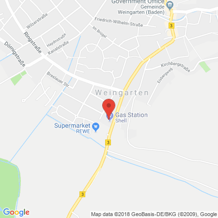 Position der Autogas-Tankstelle: Shell Tankstelle in 76356, Weingarten