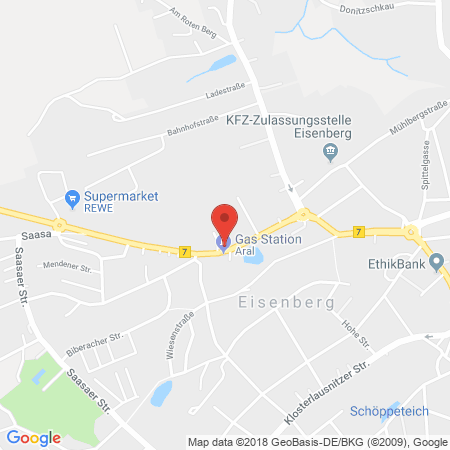 Position der Autogas-Tankstelle: Aral Tankstelle in 07607, Eisenberg