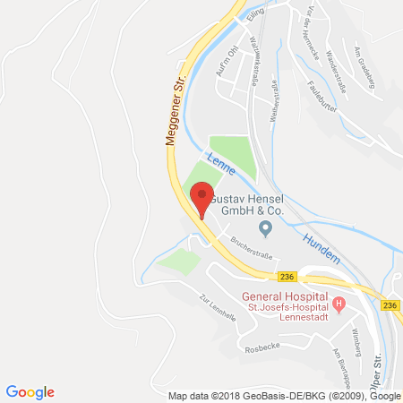 Position der Autogas-Tankstelle: Shell Tankstelle in 57368, Lennestadt