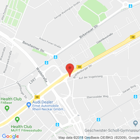 Position der Autogas-Tankstelle: Aral Tankstelle in 68309, Mannheim