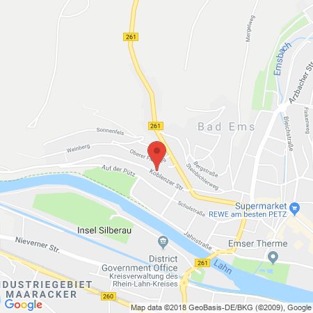 Position der Autogas-Tankstelle: Bell Oil in 56130, Bad Ems