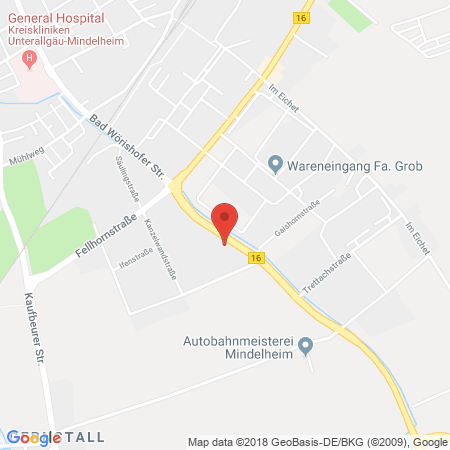 Position der Autogas-Tankstelle: Aral Tankstelle in 87719, Mindelheim