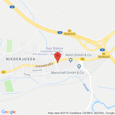 Position der Autogas-Tankstelle: Tankstelle Pfeiffer in 36272, Niederaula