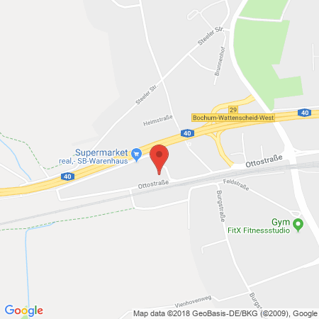 Position der Autogas-Tankstelle: Supermarkt-tankstelle Am Real,- Markt Bochum Ottostr. 40 - 43 in 44867, Bochum