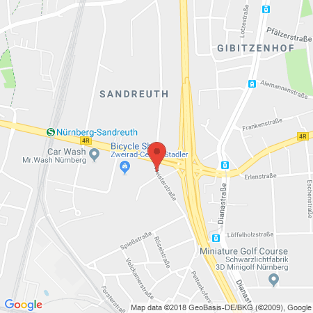 Position der Autogas-Tankstelle: H & B Trans-Logistik GmbH, Bosch Car Service in 90441, Nürnberg