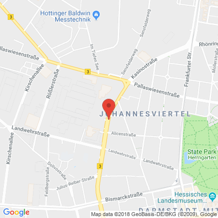Position der Autogas-Tankstelle: JET Tankstelle in 64293, Darmstadt