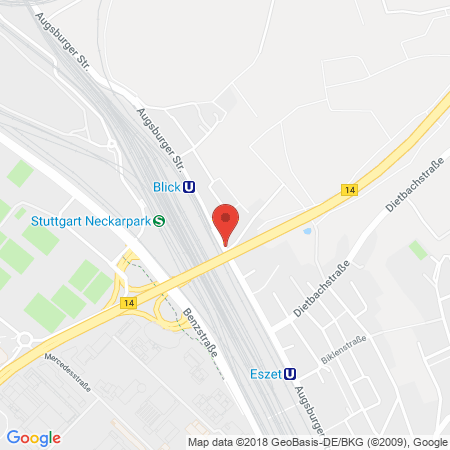 Position der Autogas-Tankstelle: Agip Tankstelle in 70327, Stuttgart