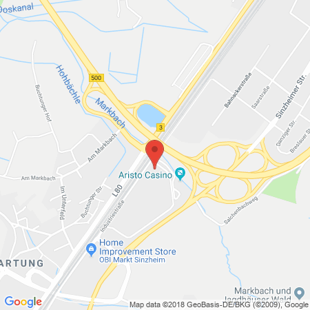 Position der Autogas-Tankstelle: Supermarkt-tankstelle Am Real,- Markt Sinzheim Industriestr. 22 in 76547, Sinzheim