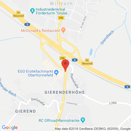 Position der Autogas-Tankstelle: JET Tankstelle in 56587, Oberhonnefeld