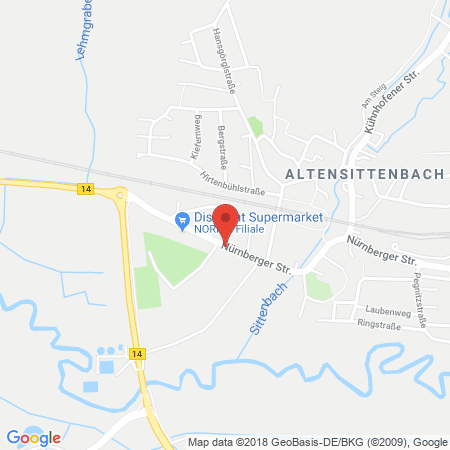 Position der Autogas-Tankstelle: AVIA-Service-Station Hersbruck, KAWE Service GmbH in 91217, Hersbruck