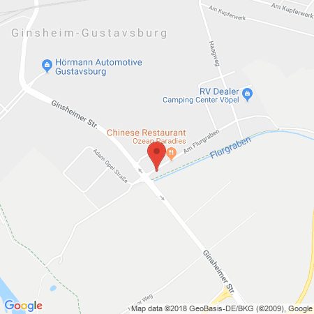Position der Autogas-Tankstelle: Esso Tankstelle in 65462, Ginsheim-gustavsburg