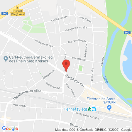 Position der Autogas-Tankstelle: Hennef, Frankfurterstr. in 53773, Hennef