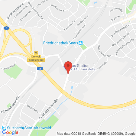 Position der Autogas-Tankstelle: Total Friedrichsthal in 66299, Friedrichsthal