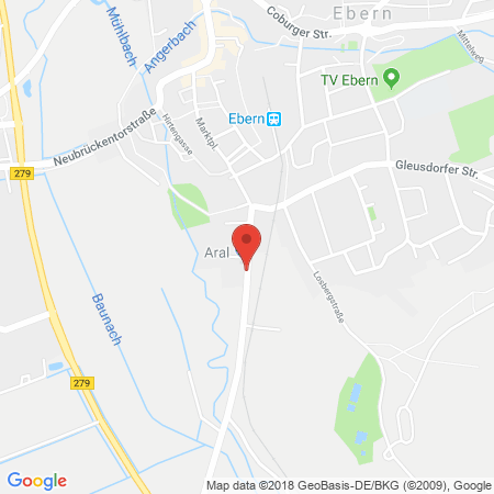 Position der Autogas-Tankstelle: Aral Tankstelle in 96106, Ebern