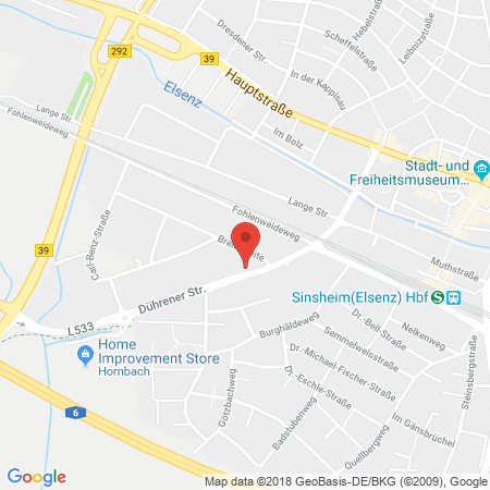 Position der Autogas-Tankstelle: Shell Tankstelle in 74889, Sinsheim