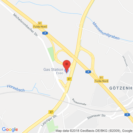 Position der Autogas-Tankstelle: Esso Tankstelle in 36039, Fulda